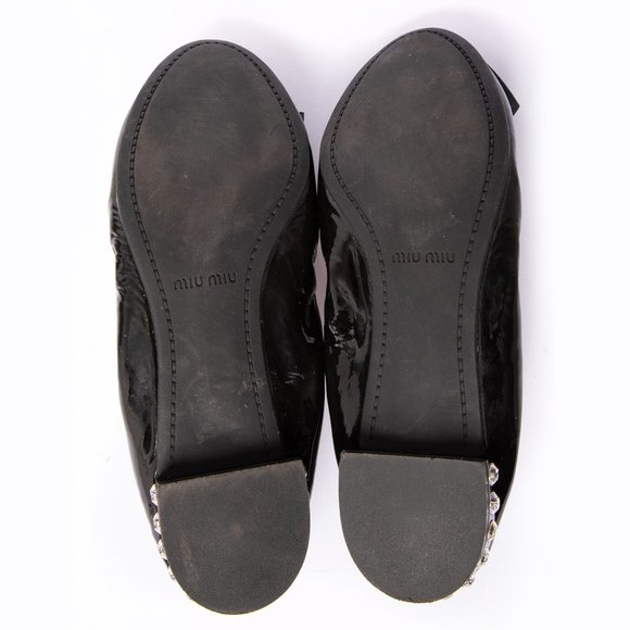 Miu Miu Swarovski Crystal Heel Bow Patent Ballet Flats 8.5 - Picture 5 of 5